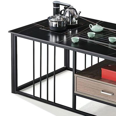 現代のスマートブラックコーヒーテーブル 多機能スレート オフィス家具 お茶のテーブル