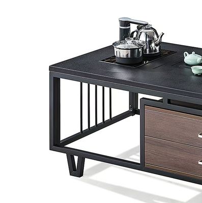 モダンな長方形 黒岩のスラブ トップ メタルフレーム オフィス家具 オフィス お茶 カフェテーブル