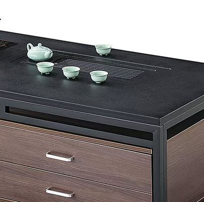 モダンな長方形 黒岩のスラブ トップ メタルフレーム オフィス家具 オフィス お茶 カフェテーブル