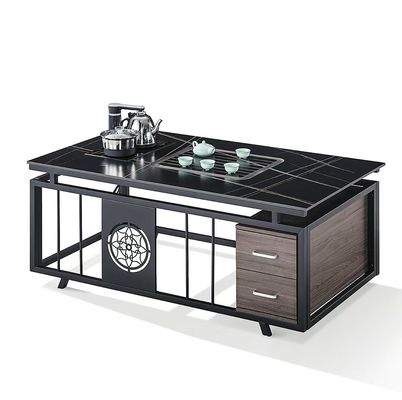 現代のオフィス茶台 鍋 石 金属枠 正角型 耐熱コーヒーテーブル