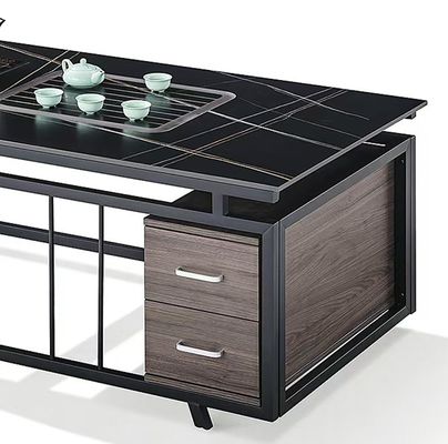 現代のオフィス茶台 鍋 石 金属枠 正角型 耐熱コーヒーテーブル