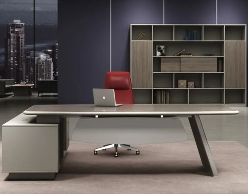 モダンなL型 エルゴノミックなオフィス デスク 高級 エグゼクティブオフィス デスクとチェア CEOボス 木製のオフィス デスク
