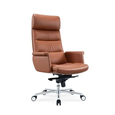 工場供給 オフィス家具 アルミ合金フラットフットで革のオフィスチェア エルゴノミックなオフィスチェア