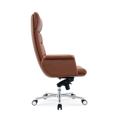 工場供給 オフィス家具 アルミ合金フラットフットで革のオフィスチェア エルゴノミックなオフィスチェア