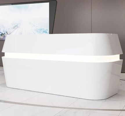 現代 オーダーメイド サイズ オーバル 形 エレガント ホワイト オフィス 家具 レセプション フロント デスク Wtih LEDライト