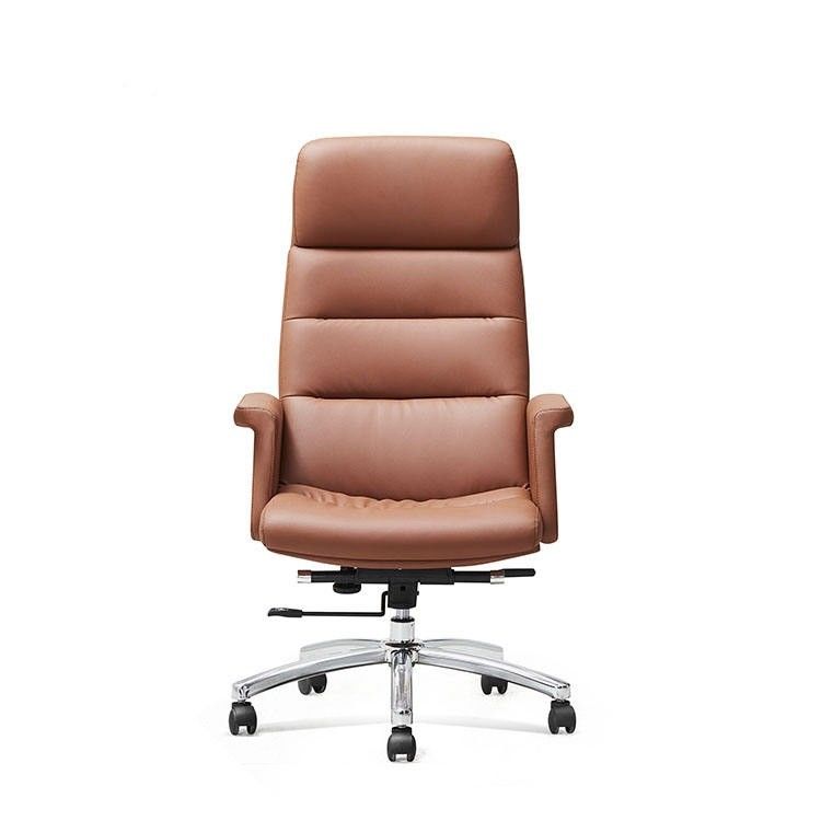 工場供給 オフィス家具 アルミ合金フラットフットで革のオフィスチェア エルゴノミックなオフィスチェア
